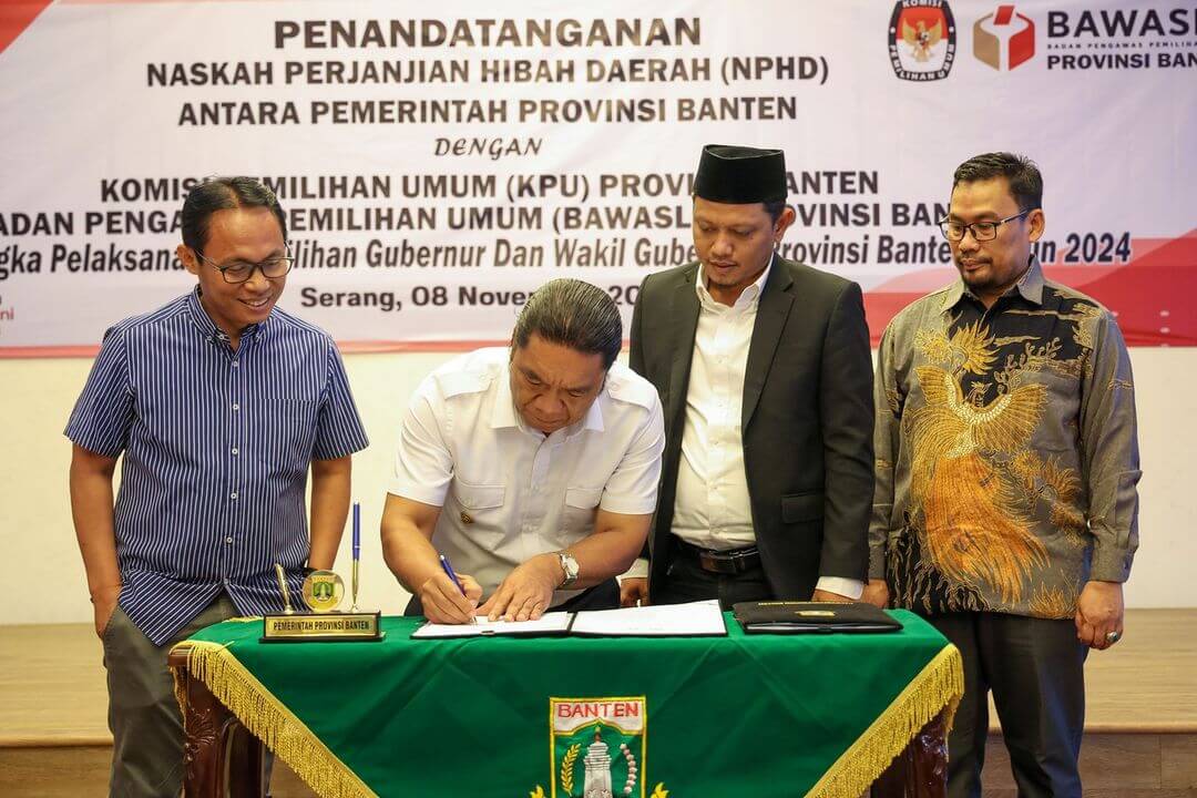 Pilkada Banten 2024 : Anggaran KPU Banten Rp499 Miliar dan Bawaslu Banten Rp100 Miliar, Perjanjian Hibah Ditandatangani