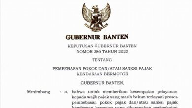 Program Pembebasan Pokok dan Sanksi Pajak Kendraaan di Banten Diperpanjang