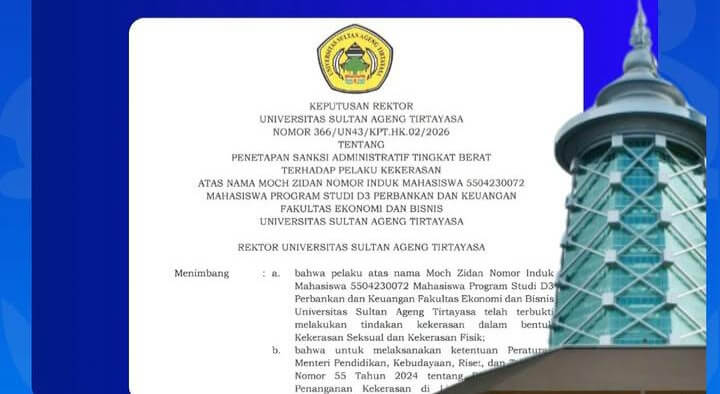 Untirta Pecat Mahasiswa Perekam Dosen di Toilet Kampus